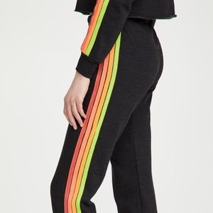 Aviator Nation 4 Stripe Sweatpants  Black/Neon, Medium